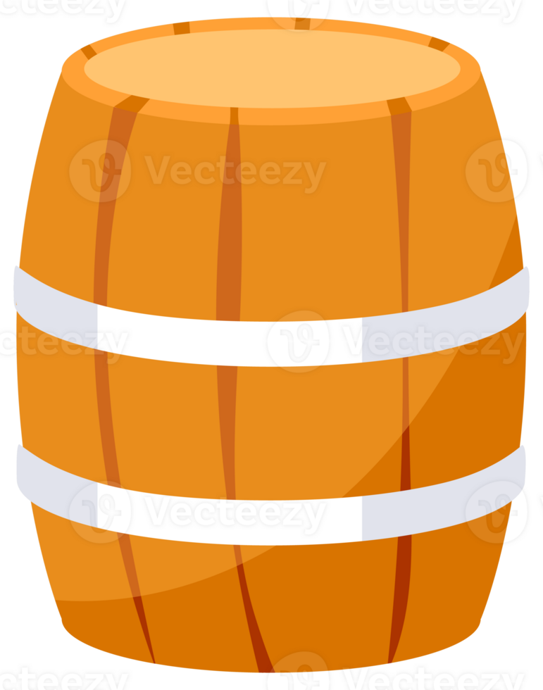 Wooden Barrel or Cask for Brewing Alcohol. Front and top view png