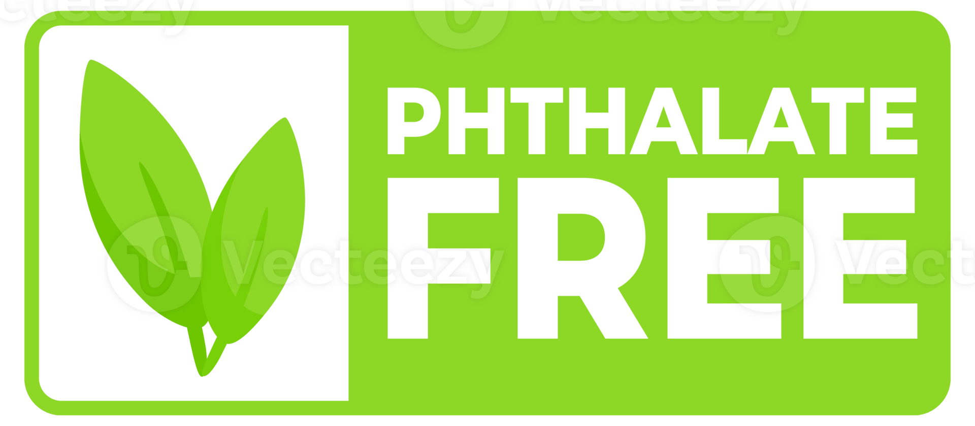 Set of green safety labels featuring Phthalate Free text and a leaf design, for health safe product packaging. png