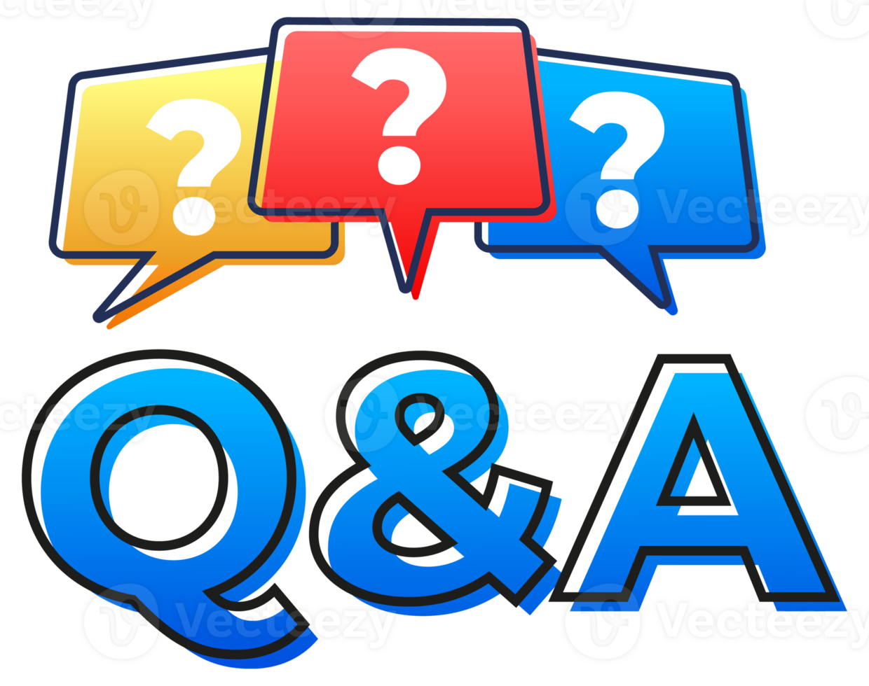 Question and answer concept with colorful speech bubbles png