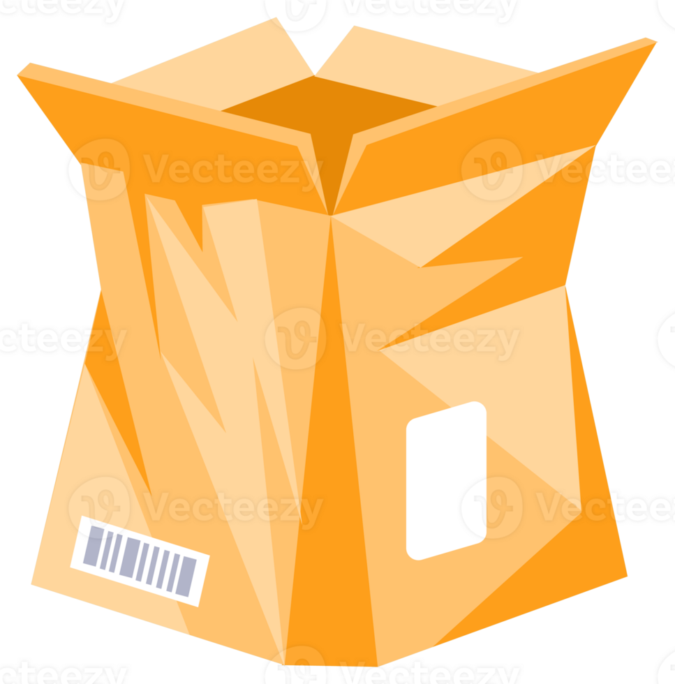 Cardboard boxes in different states showing delivery process. png