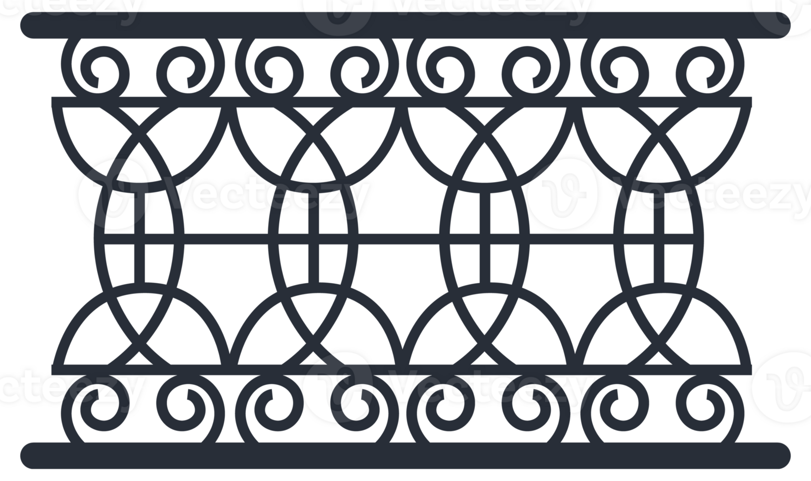 Set of balcony railing is showing different design and material using flat style png