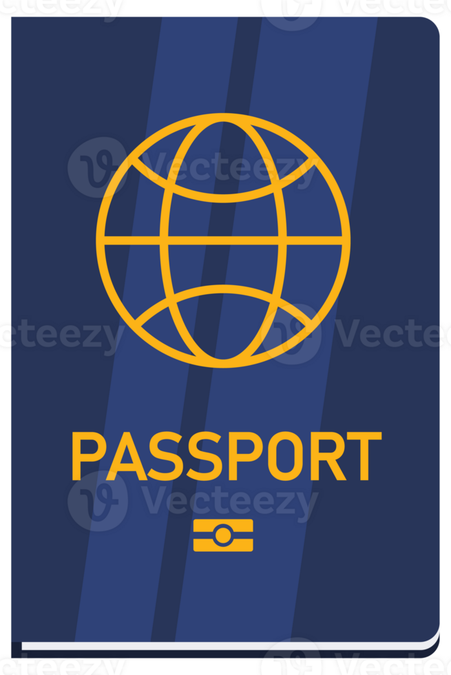International male biometric passport. Opened and closed passport. illustration png