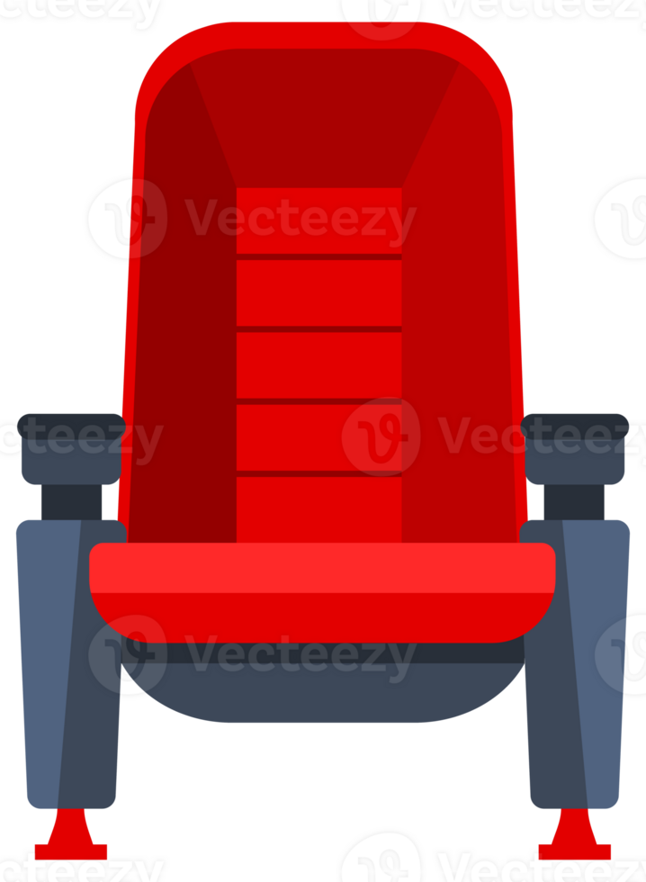 Red movie theater seats for comfortable watching film. Cinema chair. illustration png