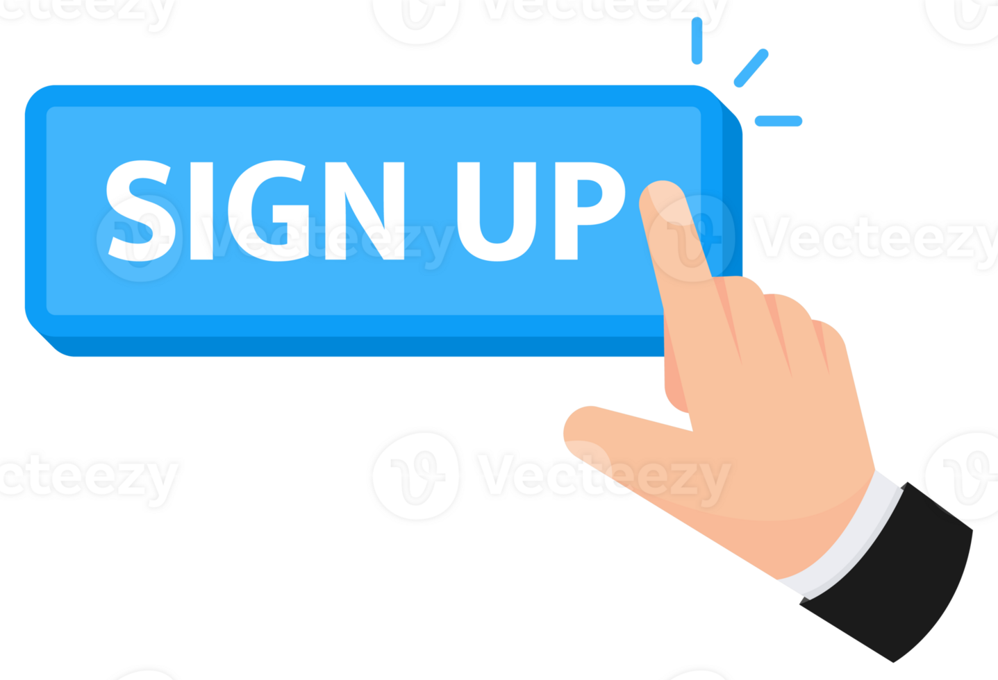 Sign up button with hand clicking. Web button. Sign in Finger Pressing. illustration. png
