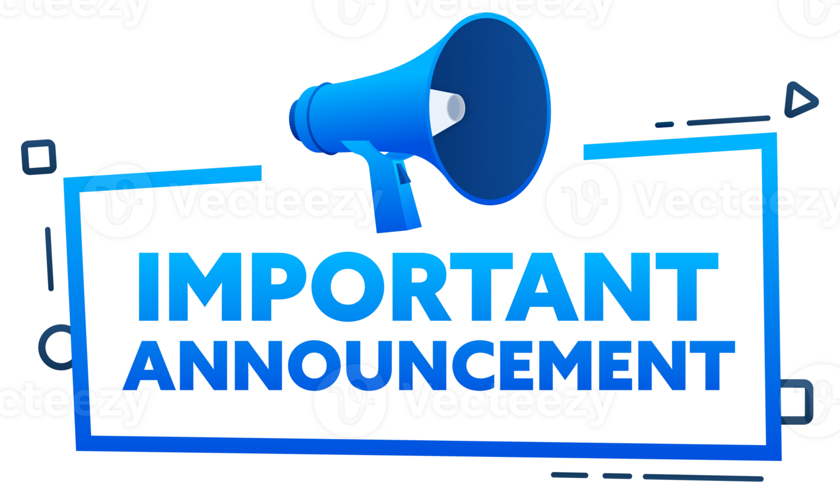 Megaphone with Important Announcement speech bubble banner. Promotion and advertising label. stock illustration png