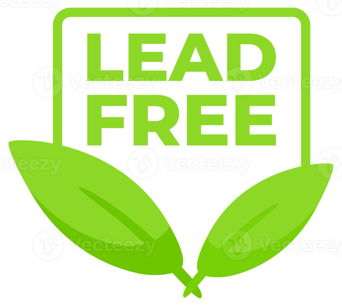 Set of green labels with Lead free text sign, label. illustration png