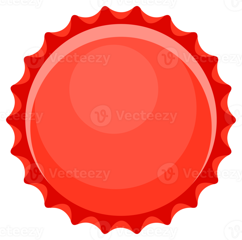 Set of red bottle caps showing different positions, opened and closed, top view and perspective png