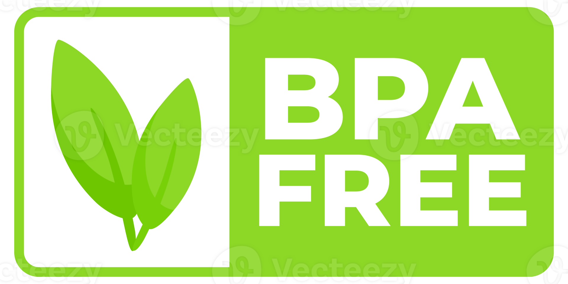 Set of green BPA Free badges with leaf, indicating products free from bisphenol for health and safety. png