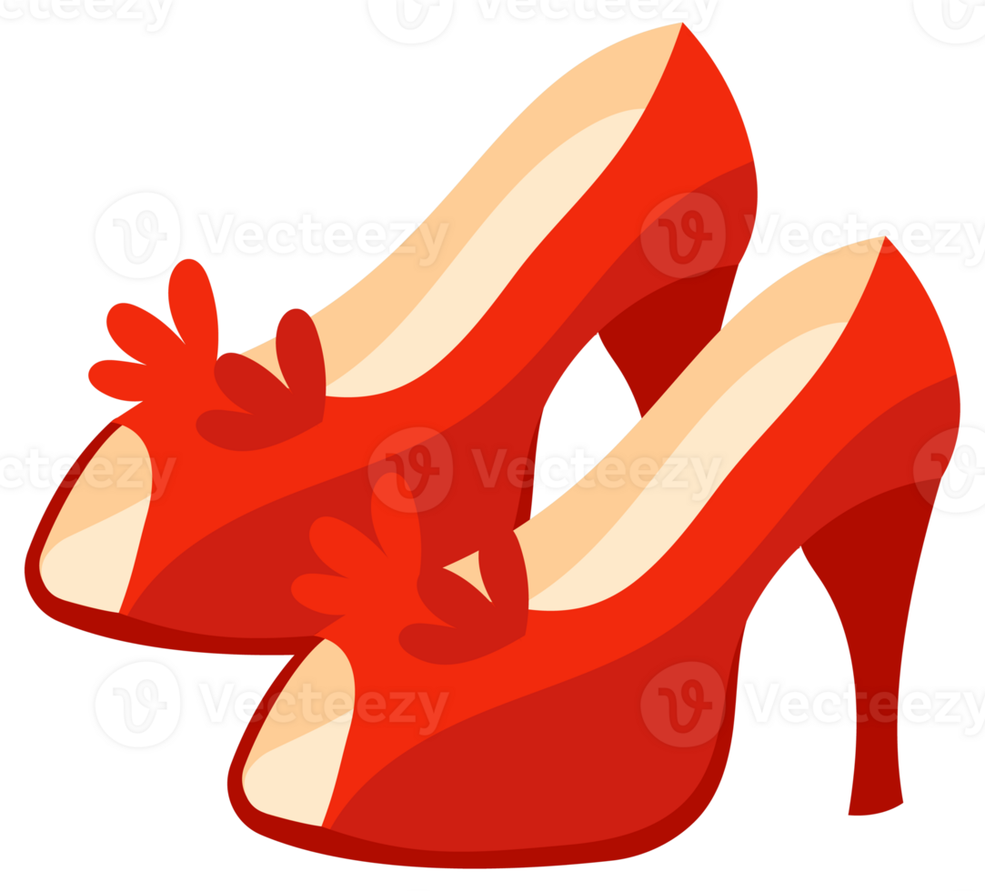 Four pairs of women's shoes with high heels, different colors and models, perfect for illustrating fashion concepts. png