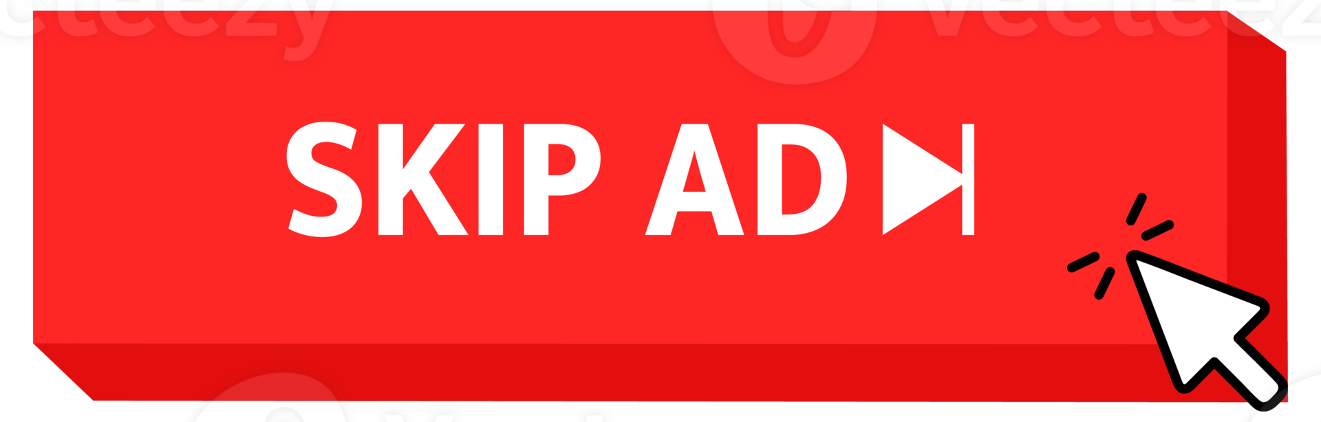 Skip ad, advertisement Button with pointer clicking. Web button. Finger Pressing. Click to Skip ad, advertisement Concept. illustration png