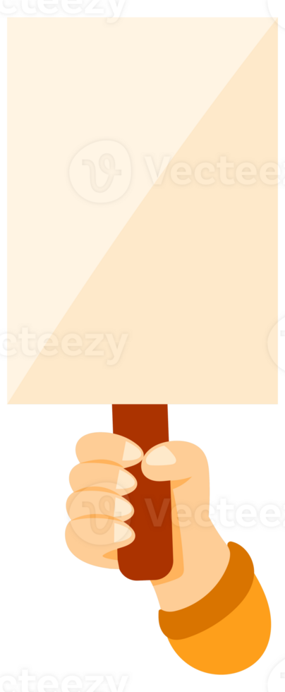 Hands holding blank banners with wooden handles, isolated on white background png