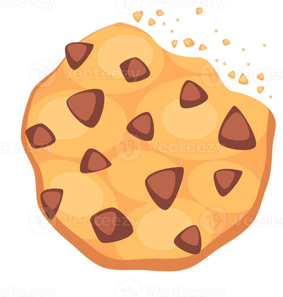 Traditional cookies with chocolate crisps. Homemade choco chip cookies. illustration png