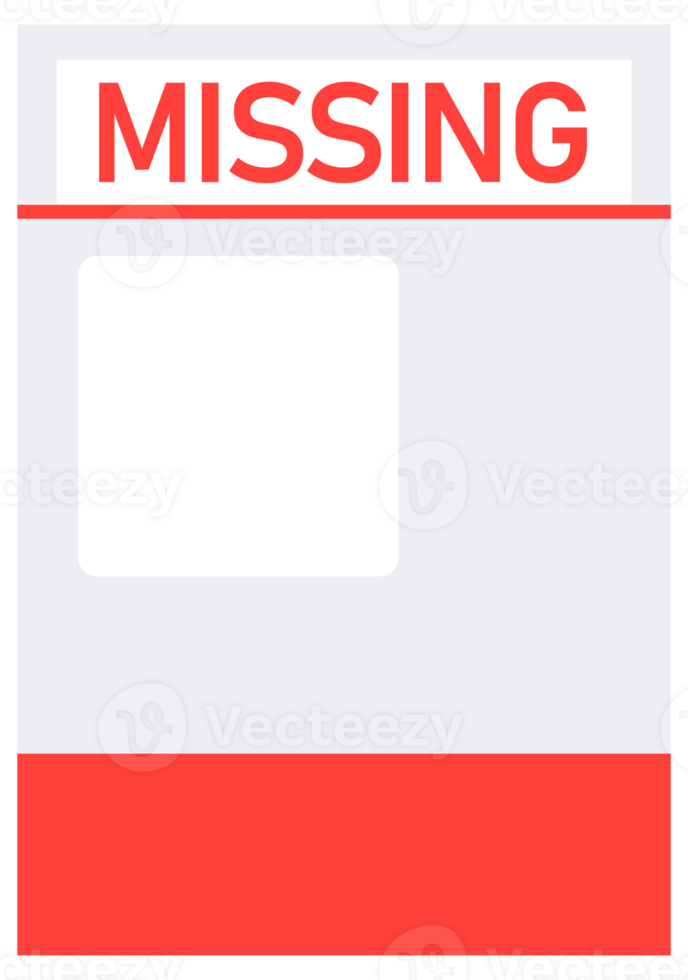 Missing person poster template. illustration png