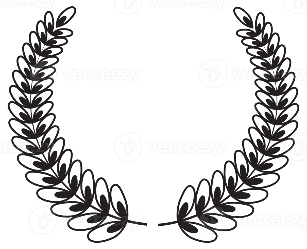 Simple black laurel wreath set. Different frame design elements. illustration png