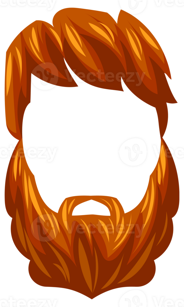 Set of ginger and red hair and beards for cartoon character customization featuring different trendy haircuts png
