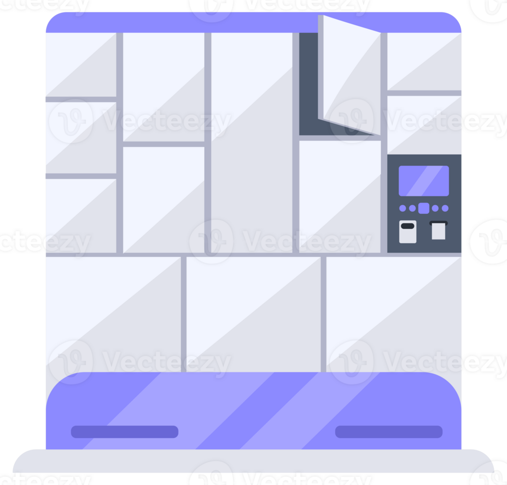 Collection of self service electronic payment machines with touch screen, pos terminal, ticket machine, and automated lockers. png