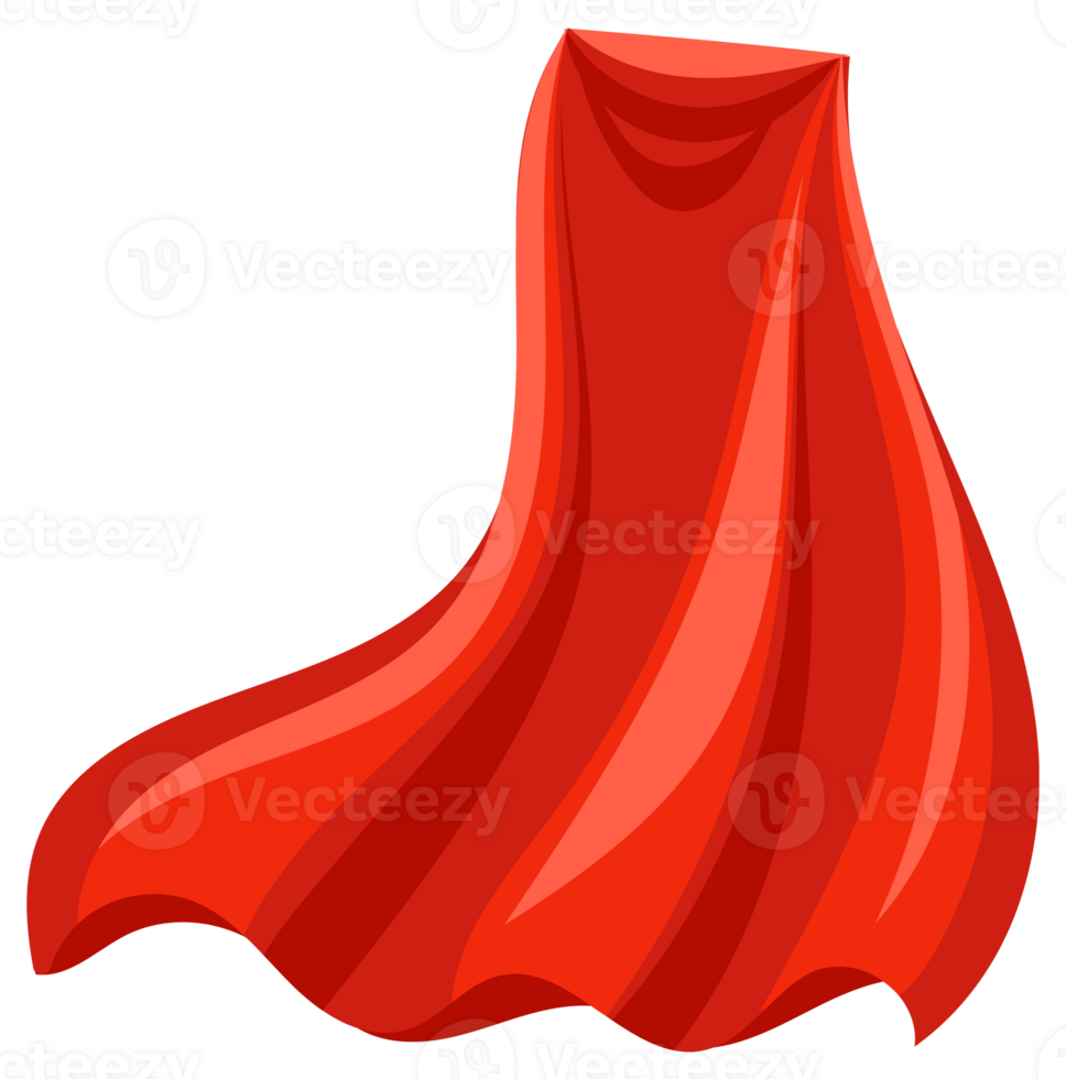 Six illustrations of a red superhero cloak, moving in the wind and suitable for comic books or fantasy png
