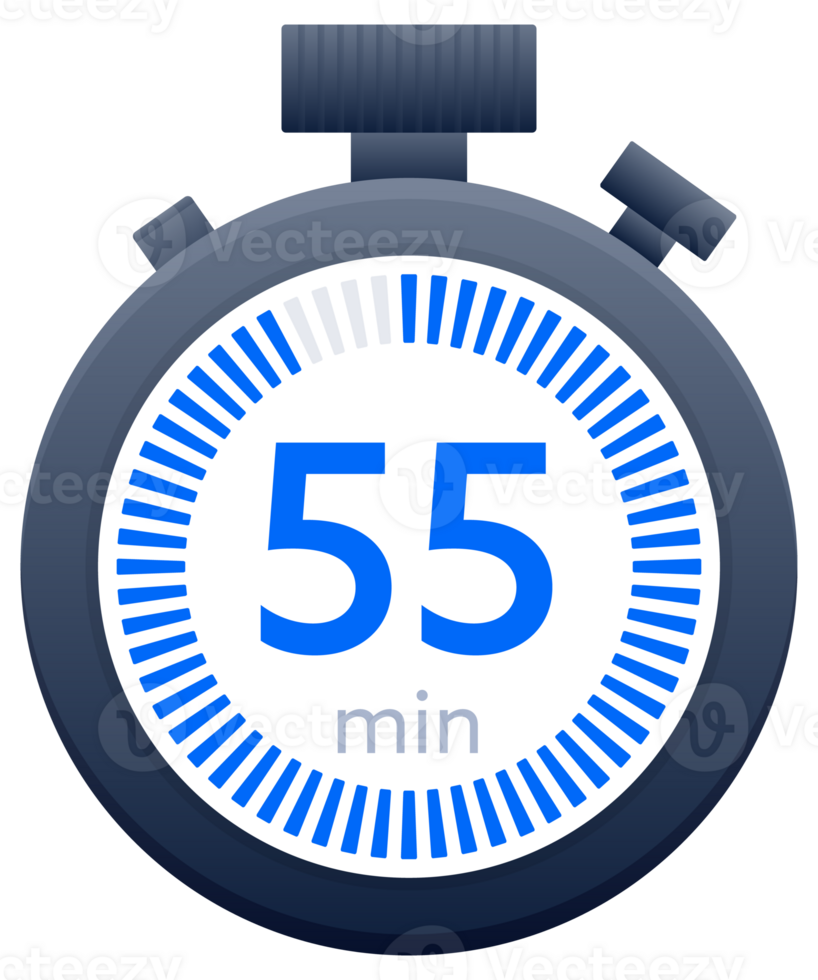 55 min timer and Stopwatch icons. Countdown symbol. Kitchen timer icon. illustration png