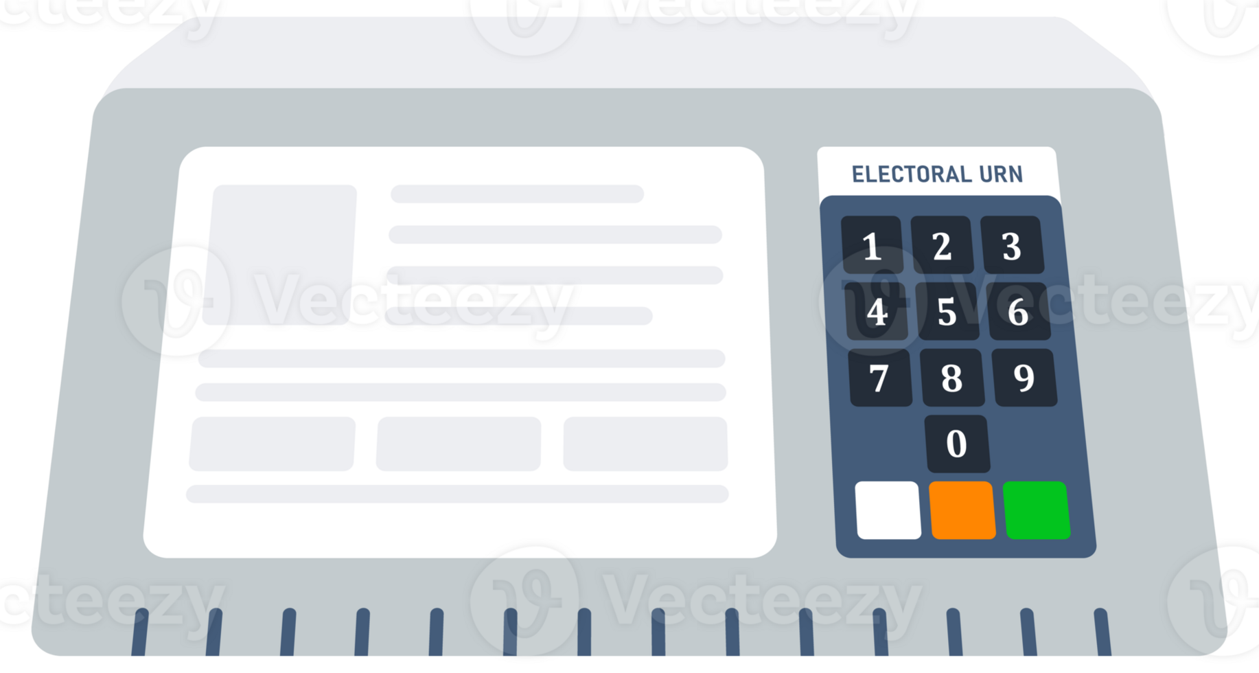 Electronic voting machine with a display screen and numeric keypad, labeled ELECTORAL URN png