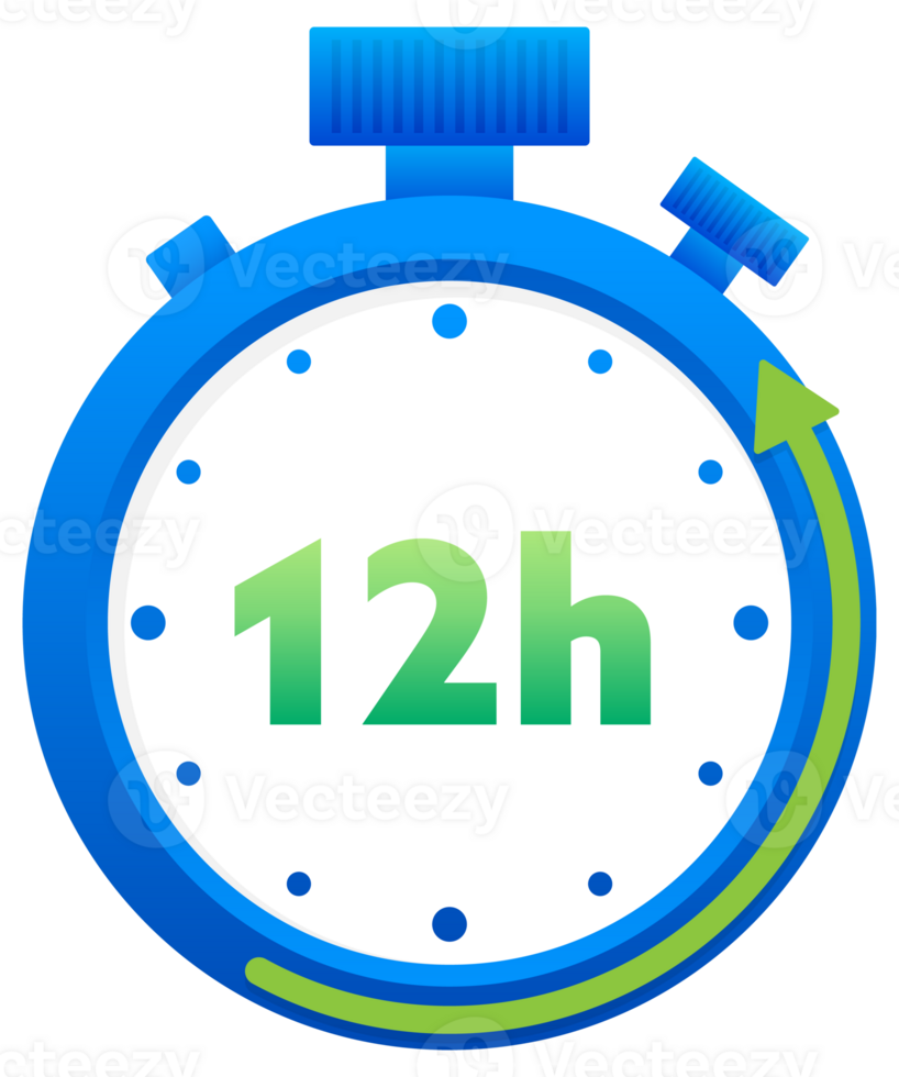 12, 24, 36, 48 and 72 hours clock arrow. Working and Delivery service effect time icons. Order execution. stock illustration png