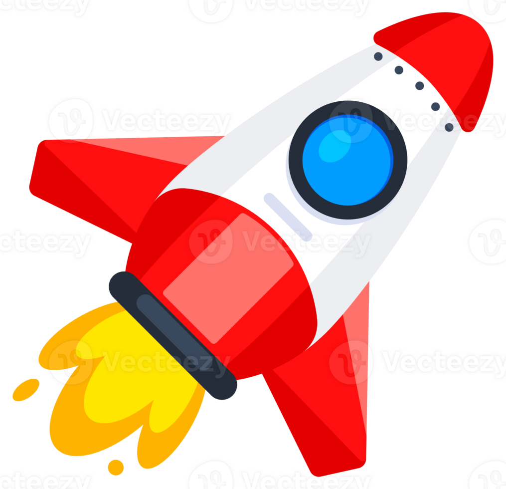 Rocket space ship launch. Startup Rocket. Spaceship upswing. illustration png