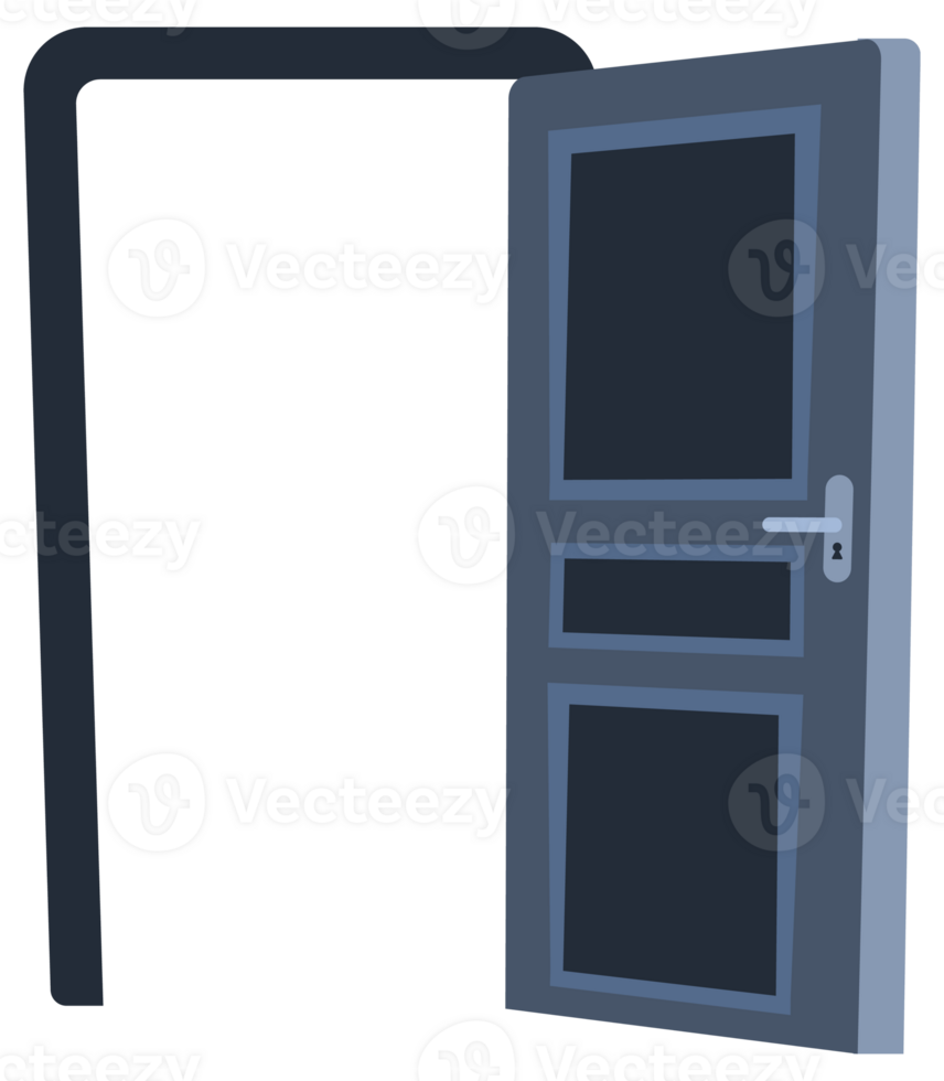 Door Closed and open classical interior. Doors Frame set. illustration png