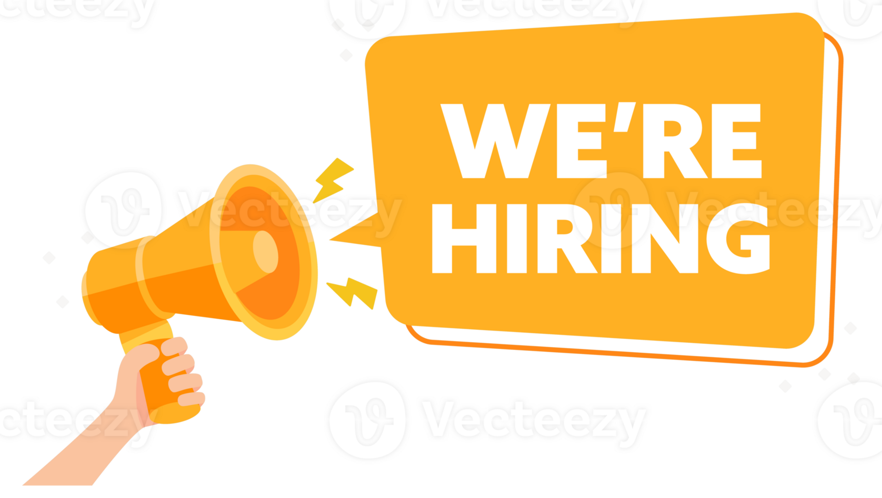 Vibrant We re Hiring Advertisement with Hand Holding Megaphone Illustration png