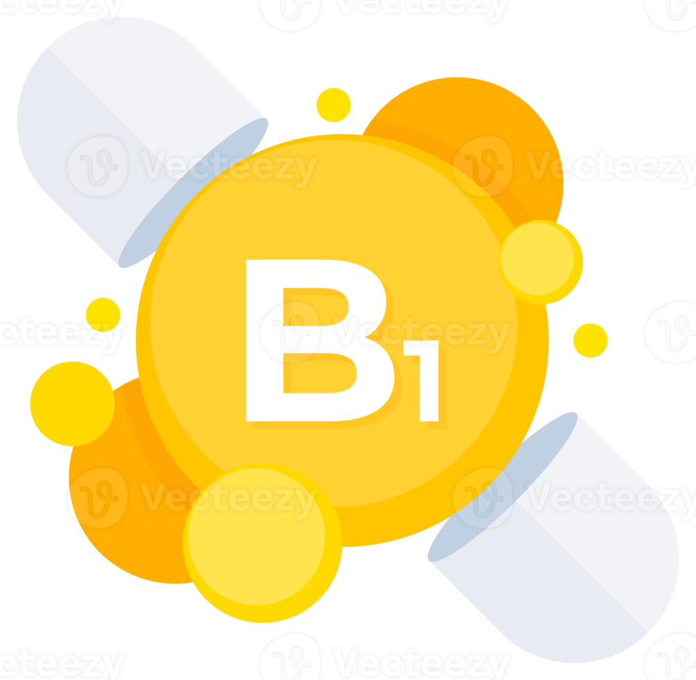 Vitamin B1 Thiamine supplement capsules representation for energy and nervous system support png