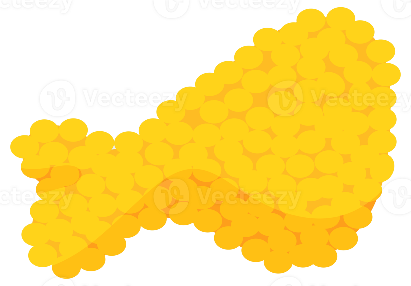 Fried chicken meat menu set made with small yellow dots, viewed from above on a white background png
