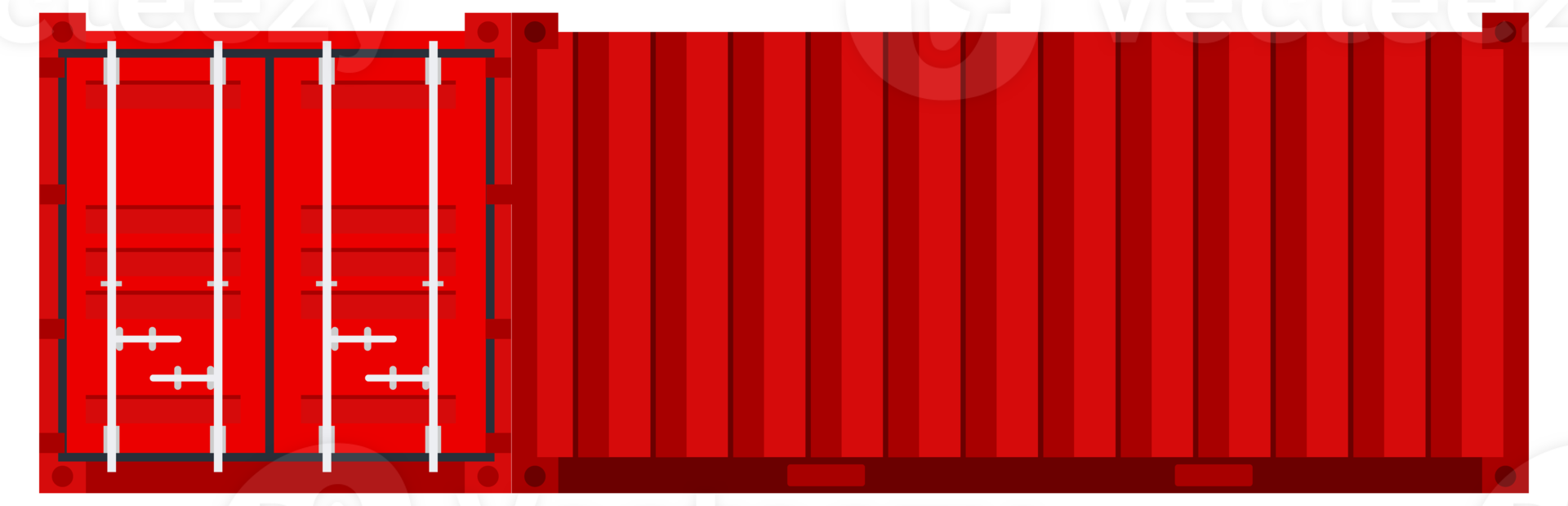 Set Red cargo containers. Freight Shipping, delivery and transportation. illustration png