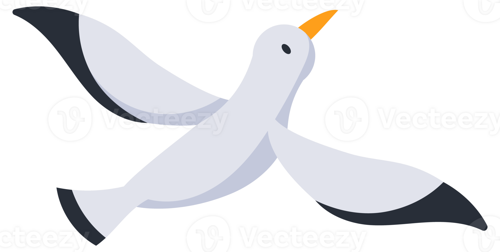 Set of cartoon seagulls standing and flying with spread wings png