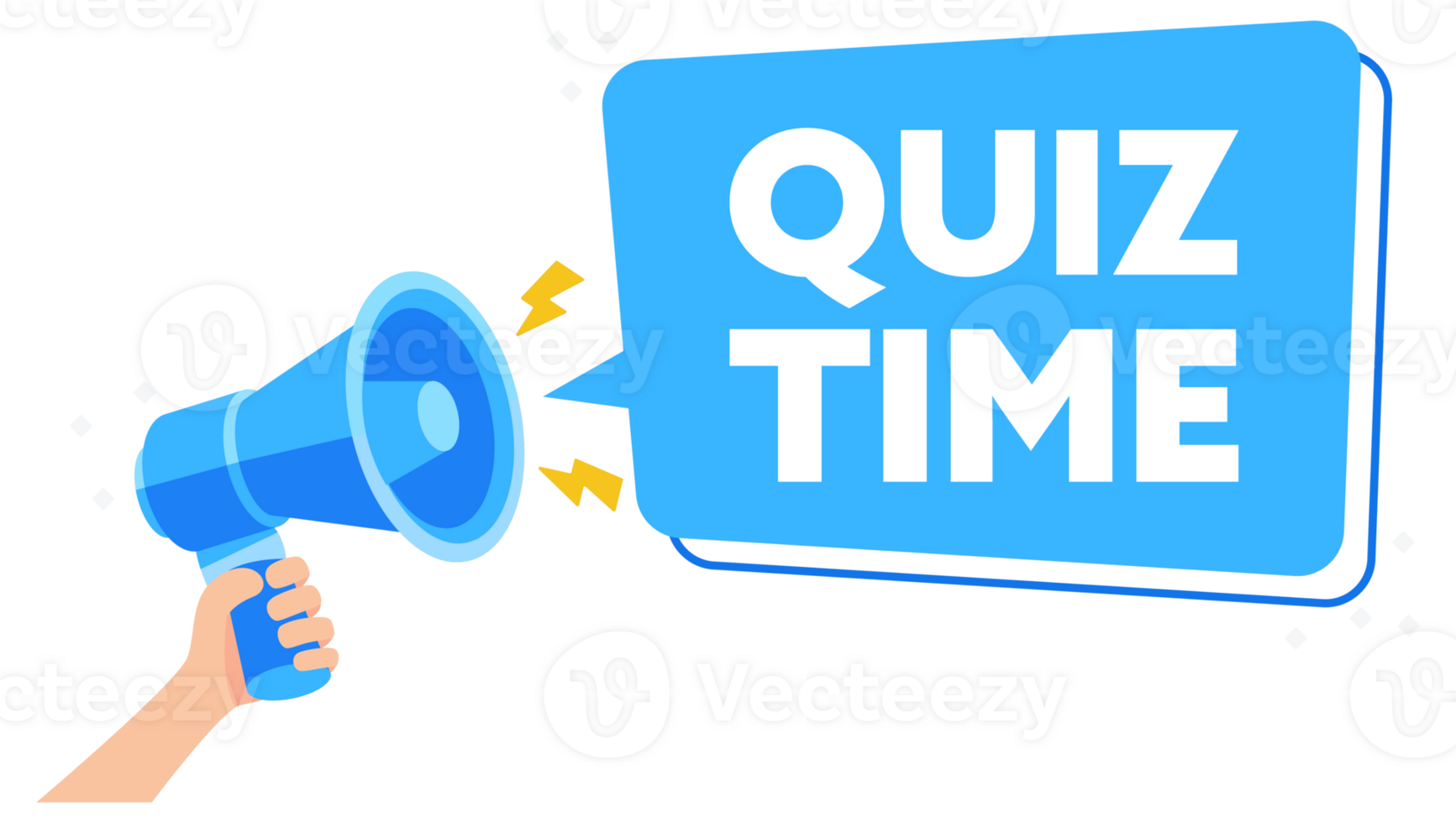 Bright and Engaging Illustration of Hand Holding Megaphone for Quiz Time Announcement png