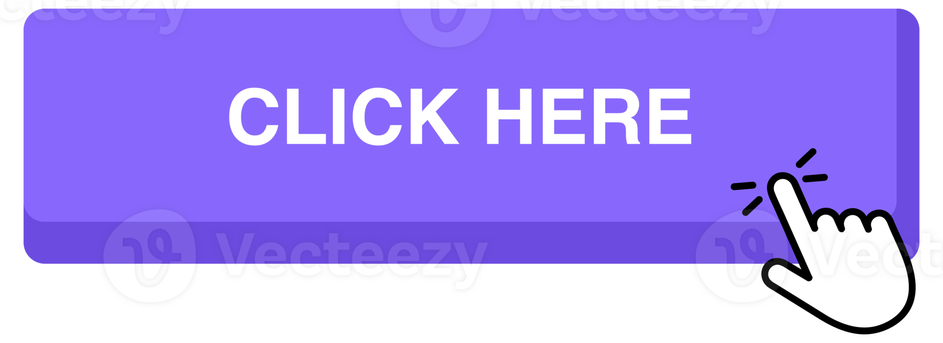 Click here button with hand cursor. Hand pointer clicking. illustration png