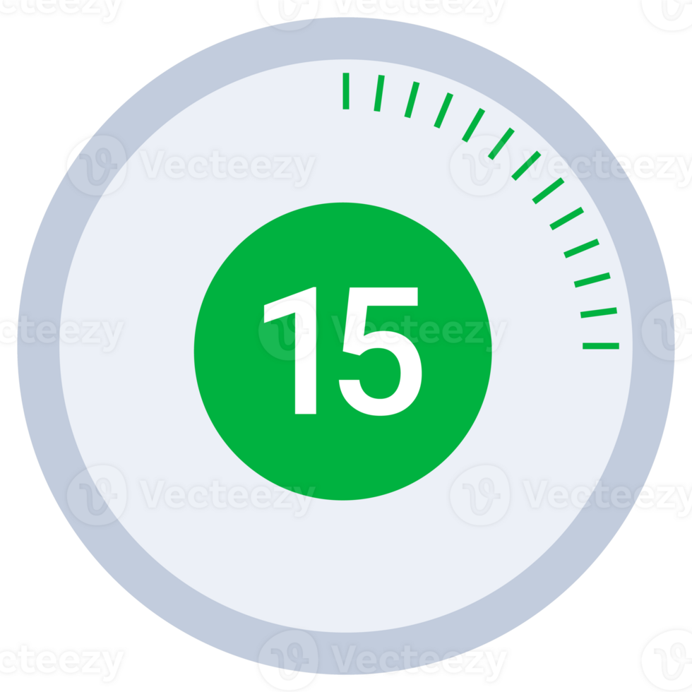 15 Minute Countdown. Stopwatch, timer icons set. illustration png