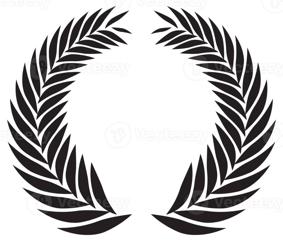 Simple black laurel wreath set. Different frame design elements. illustration png