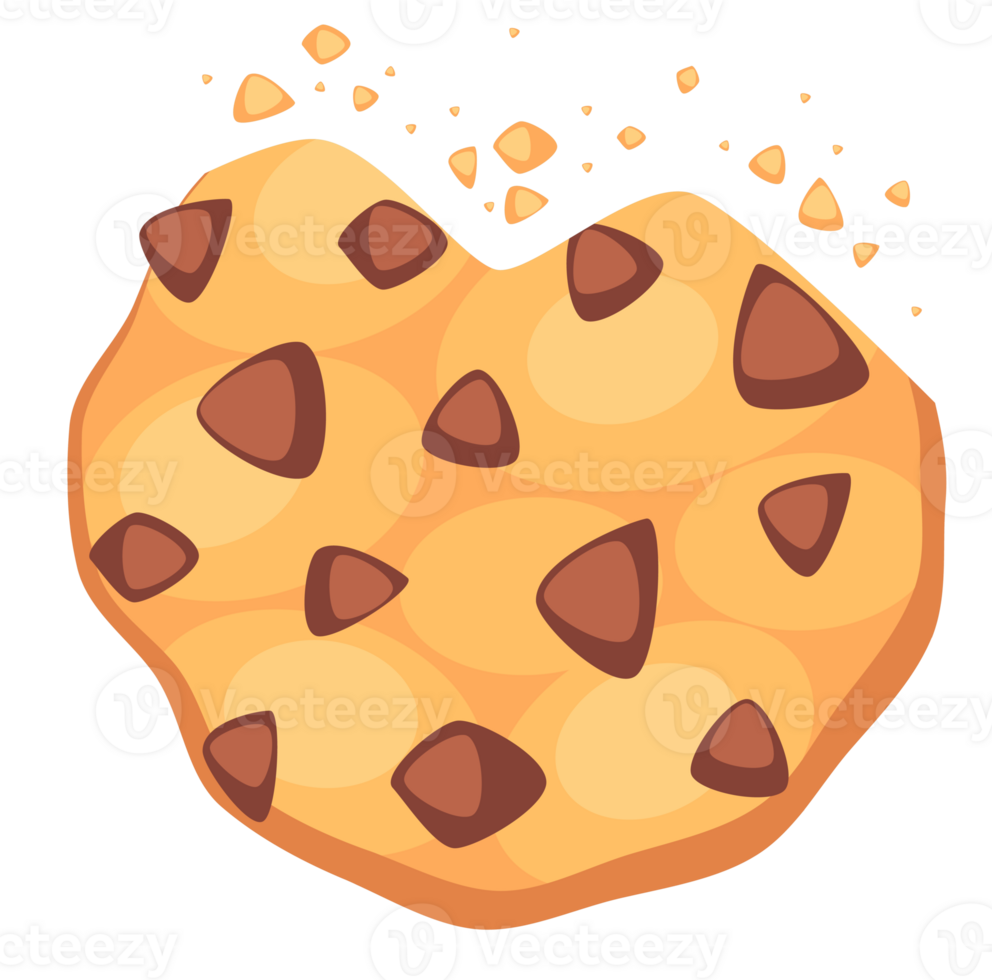 Traditional cookies with chocolate crisps. Homemade choco chip cookies. illustration png