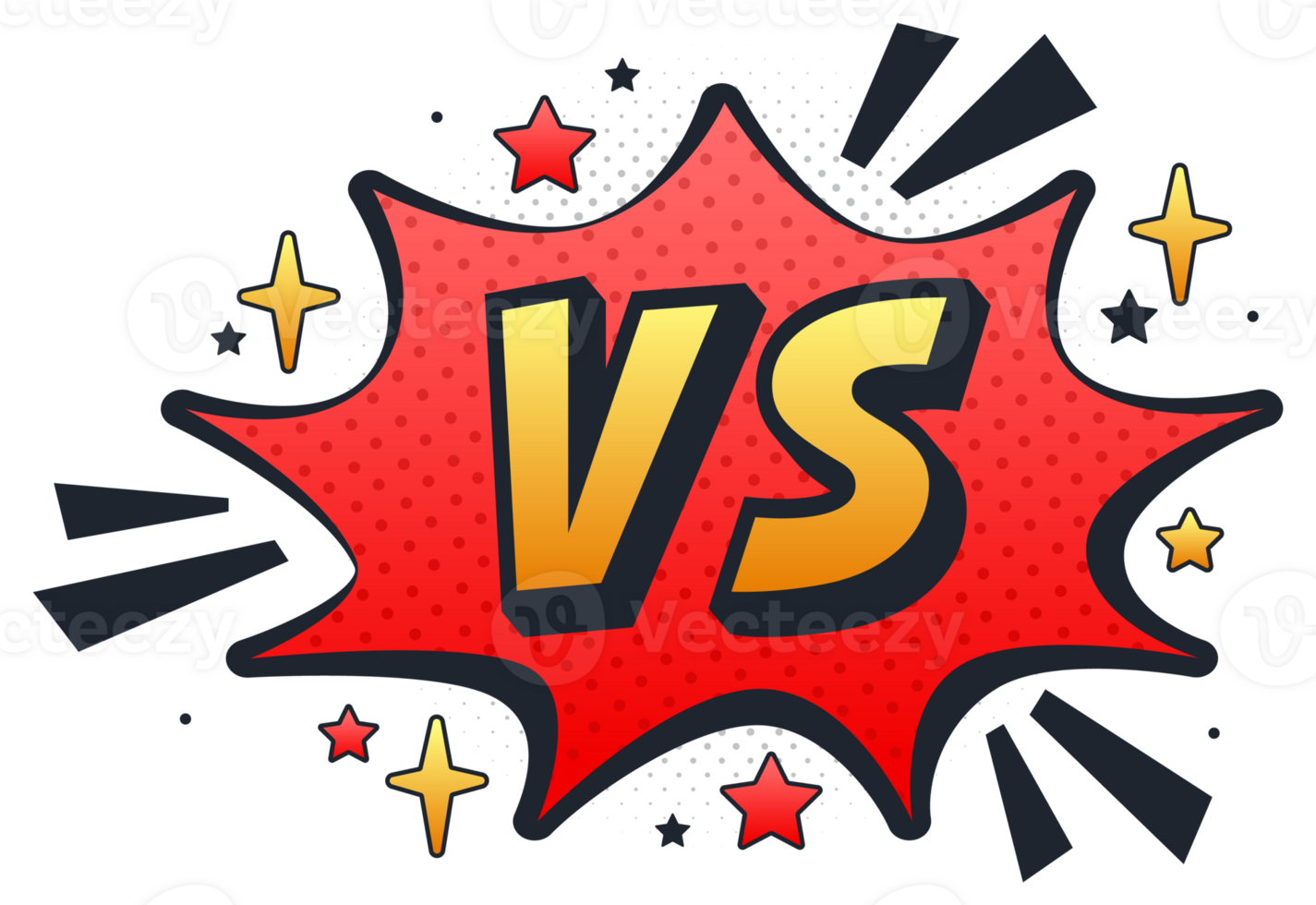 Versus logo exploding from comic book with halftone dots png