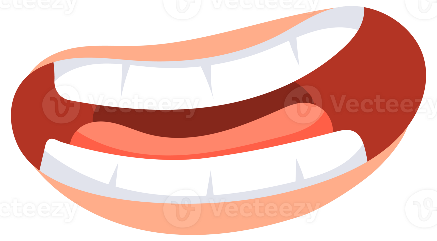 Funny mouths set. Talking mouth and lips. Smile with teeth, angry and laugh png