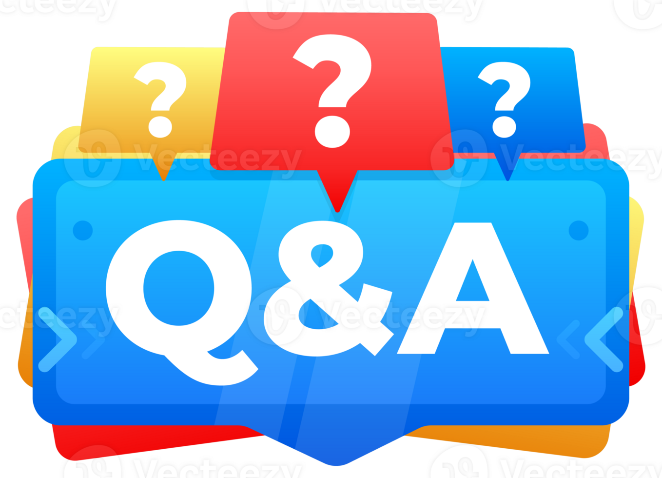 Questions and answers concept with question marks over speech bubbles png