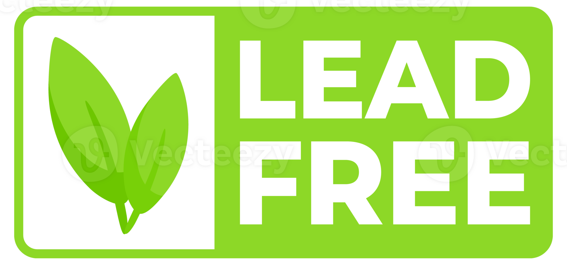 Set of green labels with Lead free text sign, label. illustration png