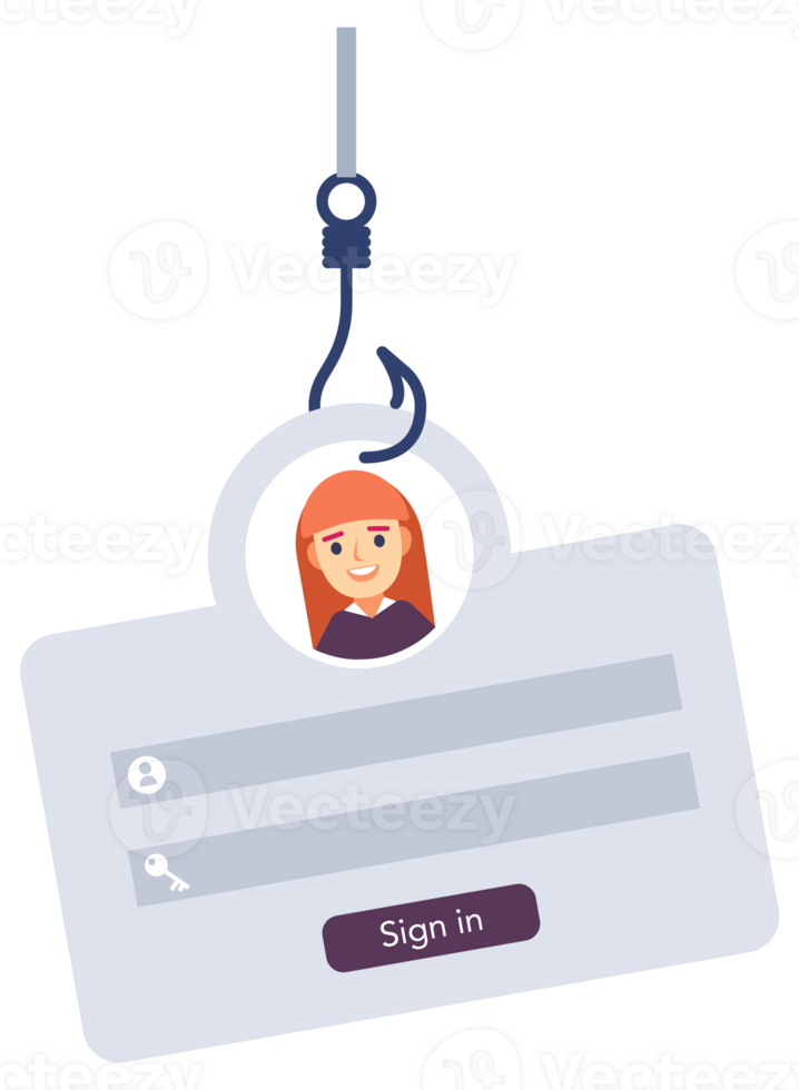 Phishing hook and login form. Phishing Login Credentials Concept. illustration png