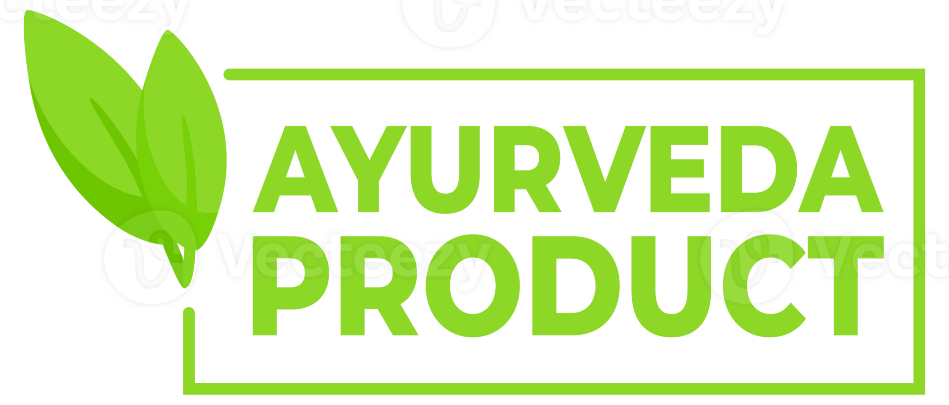 Set of labels featuring the text Ayurveda Product with a herbal leaf symbol, ideal for wellness and holistic health products. png