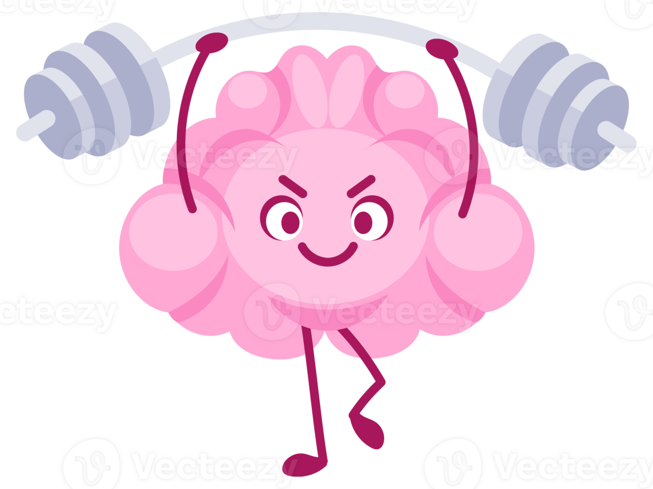 Set of cartoon brains representing mental states such as anger, relaxation, concentration, and sleepiness png