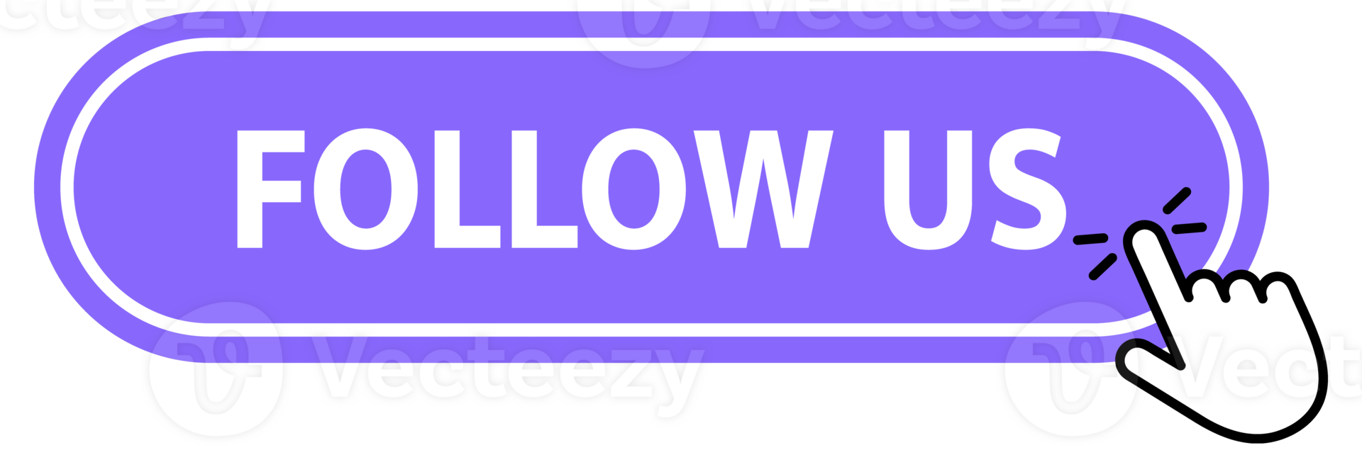 Follow Us Button with pointer clicking. Web button. Finger Pressing. Click to Follow Us Concept. illustration png