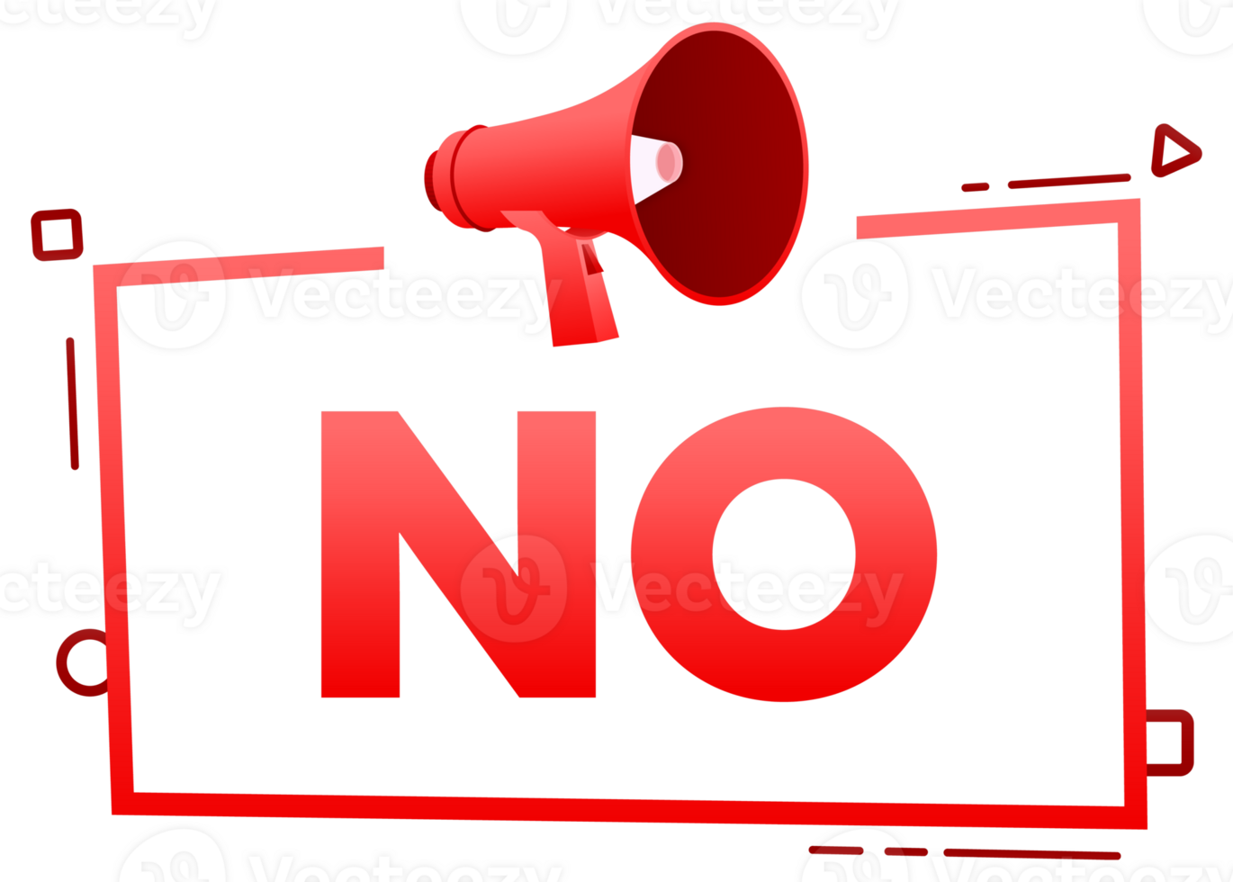 Megaphone with Yes and No speech bubble banner. Promotion and advertising label. stock illustration png