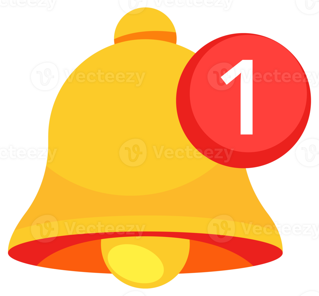 Notification bell icon set. Incoming inbox message. Social media reminder. illustration png