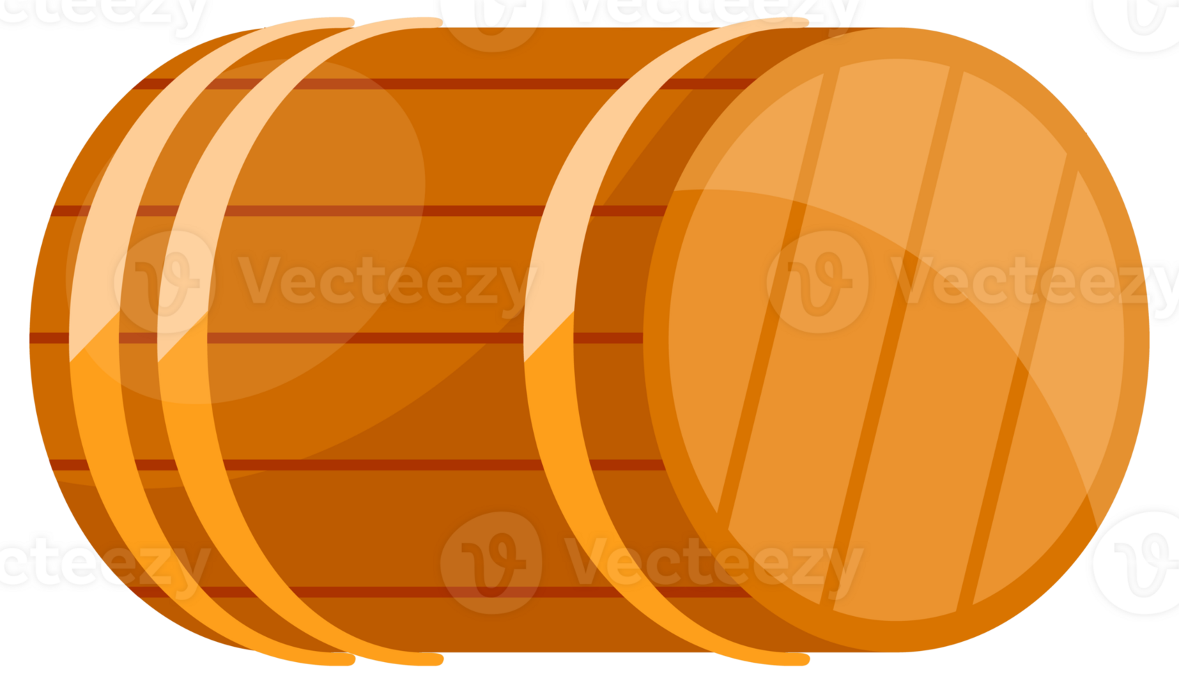 Wooden Barrel or Cask for Brewing Alcohol. Front and top view png