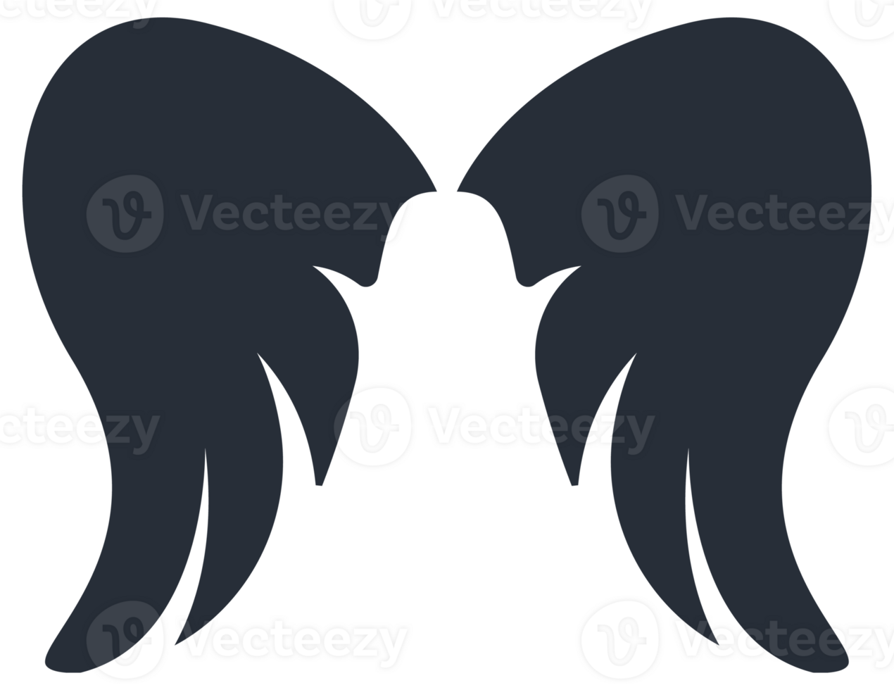Set of black angel wings. White cute wings of animal png