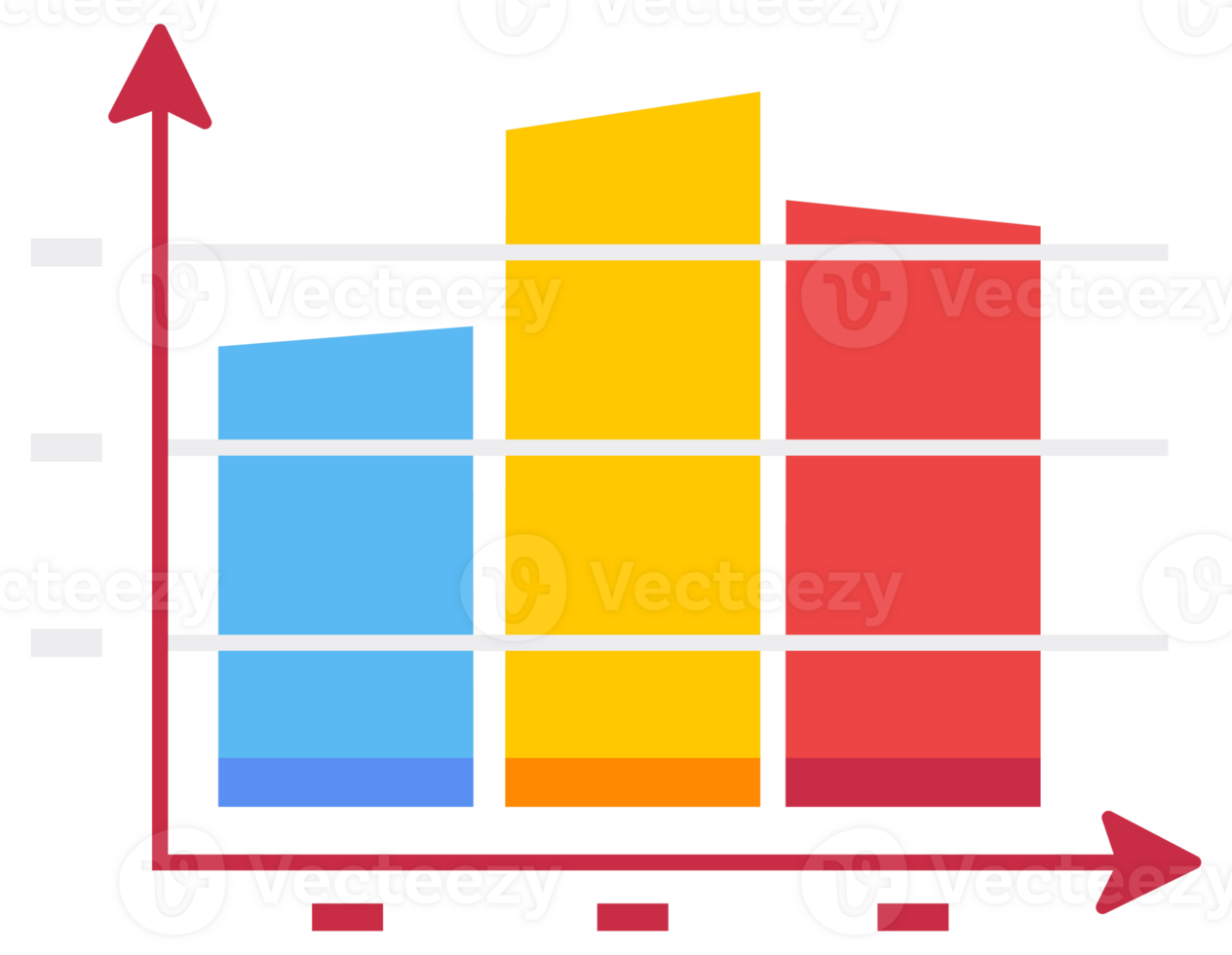 Set of colorful business data charts including bar graph, pie chart, and line graph illustrations for statistical presentations png