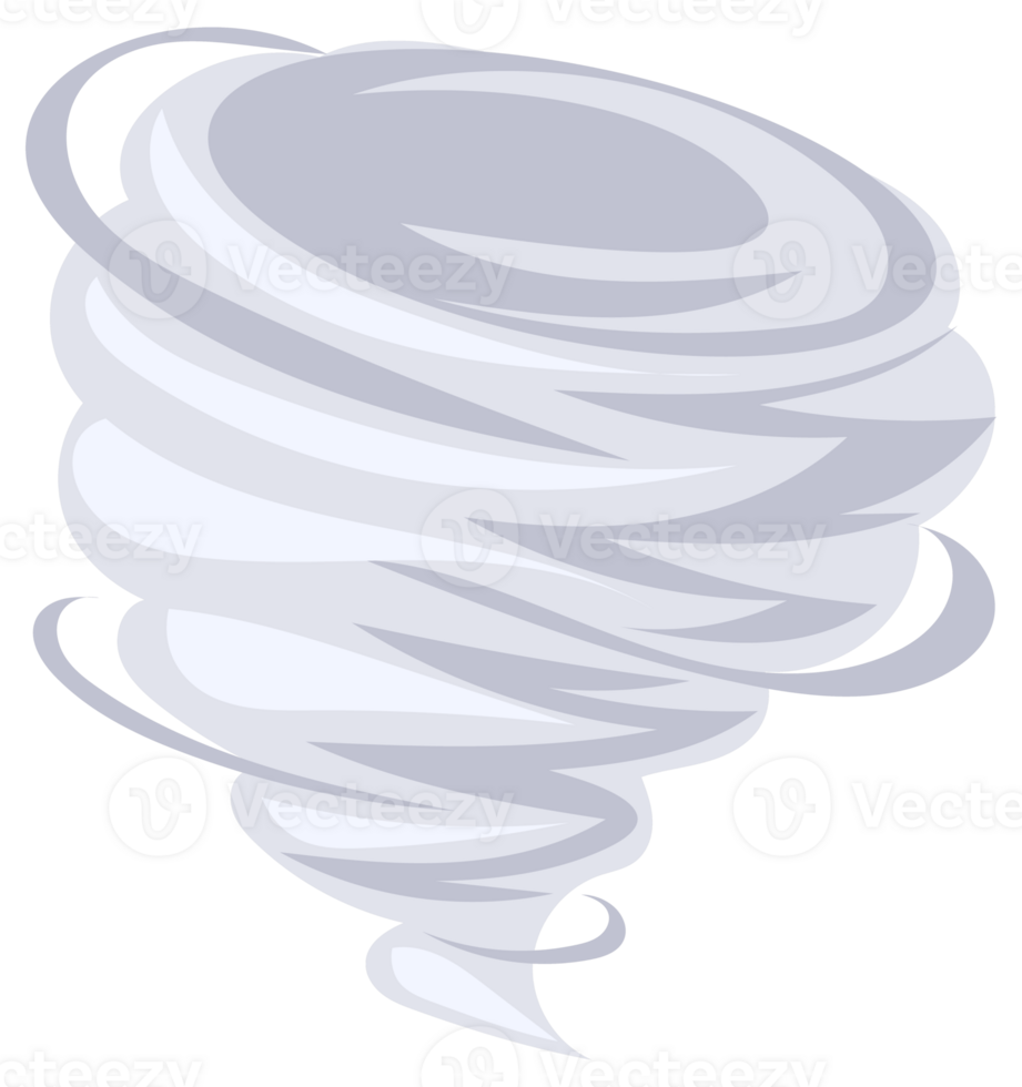 Four cartoon style whirlwinds swirling on white background. png